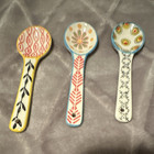Floral Multicolor Ceramic Spoon Rests Set of 3 with Hanging Hole — photo 2