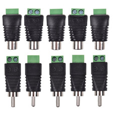 10-Pack Phono RCA Male and Female Plug to AV Screw Terminal Audio/Video Connecto