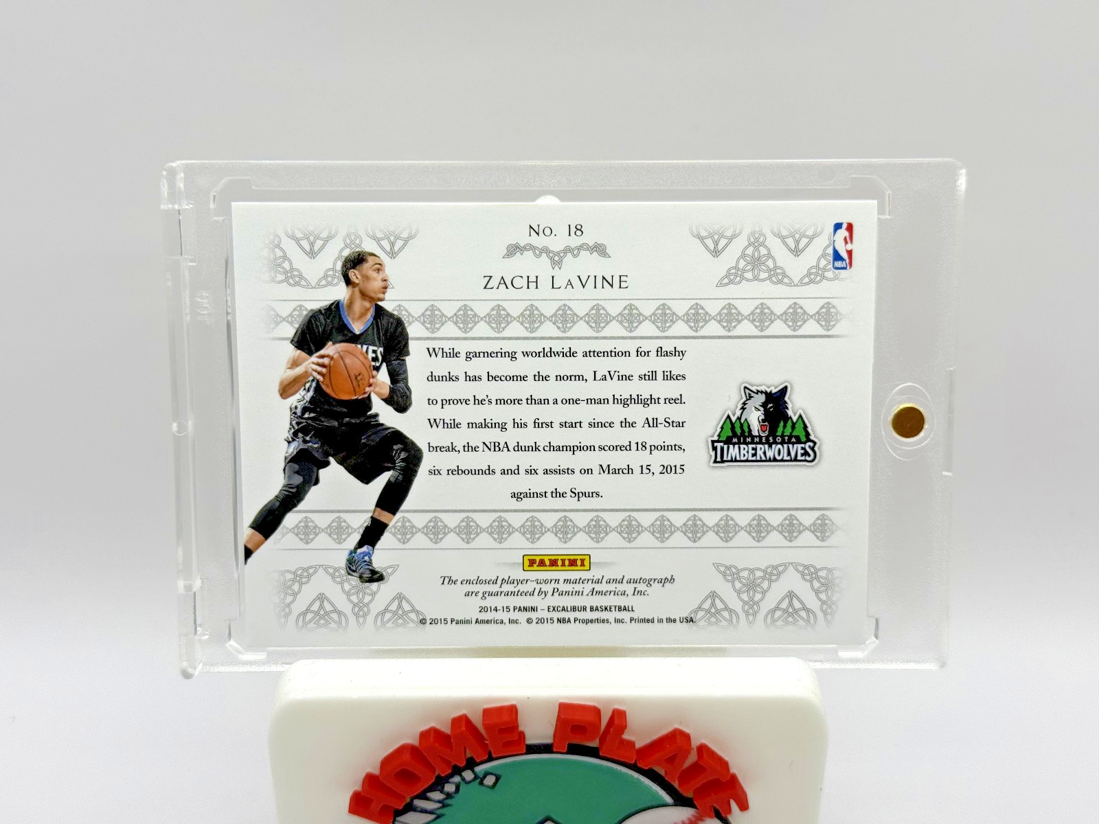 2014-15 Panini Excalibur Rookie Rampage Zach Lavine RC Auto Patch Jersey # 8/25 view 2