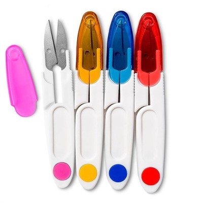 4PCS U Shape Thread Snips Sewing Crochet Scissors Yarn Cutter w/ Cover