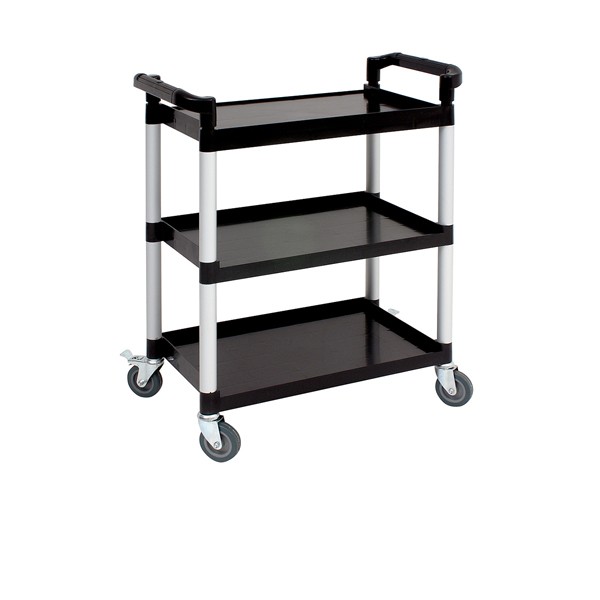 GenWare Trolley Plastic-Polypropylene Small 3 Tier PP Trolley Black Shelves