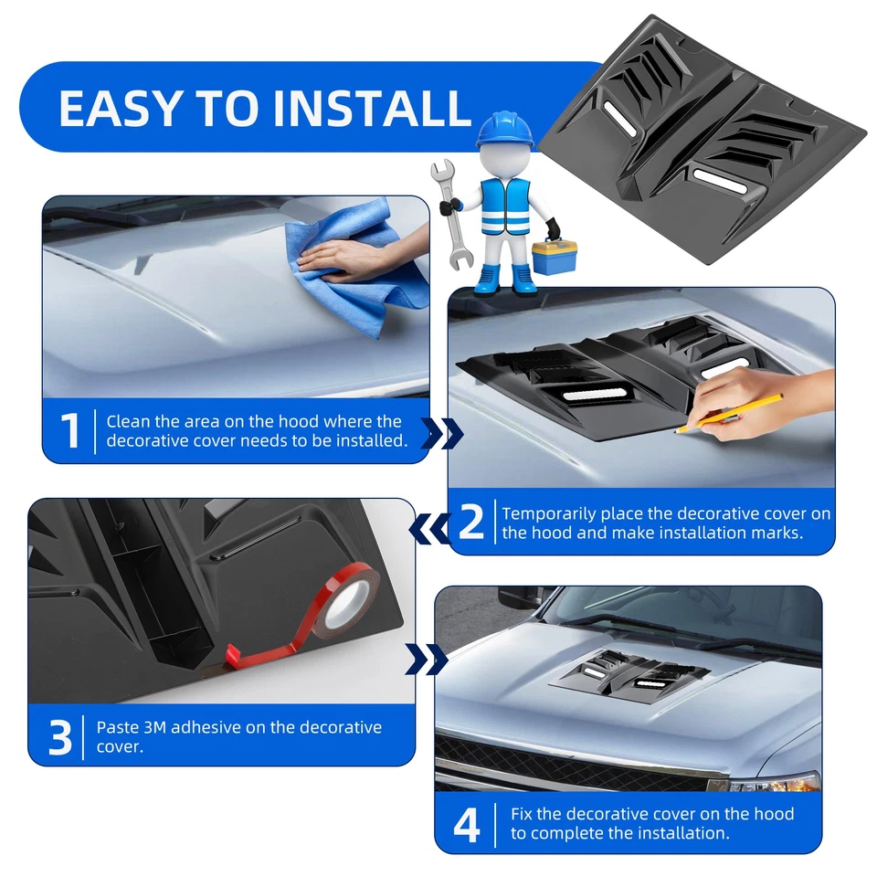 Front Air Flow Intake Hood Scoop Bonnet Vent Cover Glossy For Dodge Avenger R/T - Image 3 of 4