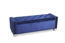 Blue Velvet Storage Bench