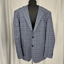 TED BAKER Endurance Jay Blue Plaid Jacket Blazer 46R Wool Sport Coat Handsome