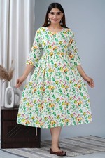 Sanganer FLOWER Block Print Maternity comfortable casual Mommy office wear dress