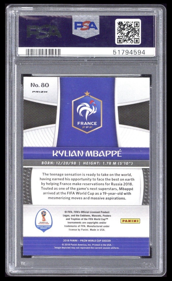 Kylian Mbappé 2018 Panini Prizm World Cup #F-KM Silver – PSA/DNA Dual Auto Grade 10 – Bild 2