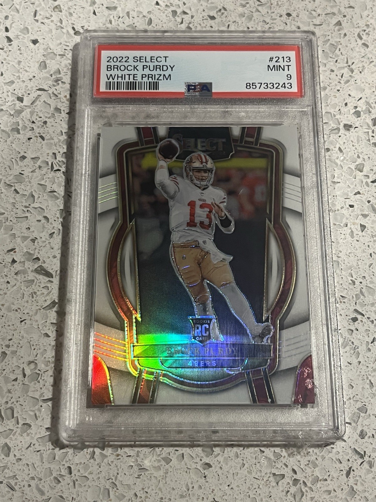 2022 Select Brock Purdy Club Level White Prizm Rookie /35 49ers PSA 9 MINT RC
