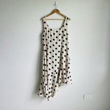 Tussah Dress Plus Size AU 18 / US 14 Asymmetrical Spot Midi BNWT