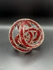 VTG MURANO STYLE BLOWN GLASS INFINITY KNOT RED FLECK TWISTED BALL PAPERWEIGHT