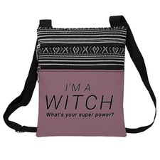 I'm A Witch Messenger Bag Small Ethnic Pattern Printed Adjustable Strap Cross...