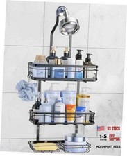 Shower Caddy Hanging Over the Shower Head - Rustproof Shower Organizer Black