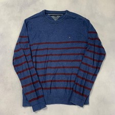 Tommy Hilfiger Knitted Jumper Striped Patterned Knit Sweater With Embroidered