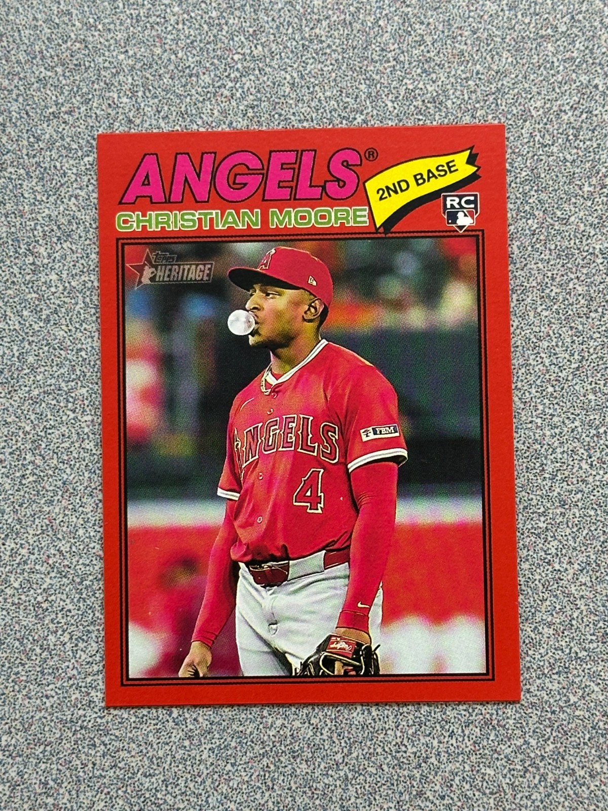 2026 Topps Heritage Baseball Christian Moore Angels Card #249 Red Border RC