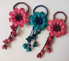 Genuine Leather Flower Keychain For Handbag Charm Accessories No.19