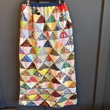 Hand Quilted Sewn Handmade Boho Hippie VTG 70s Patchwork Skirt