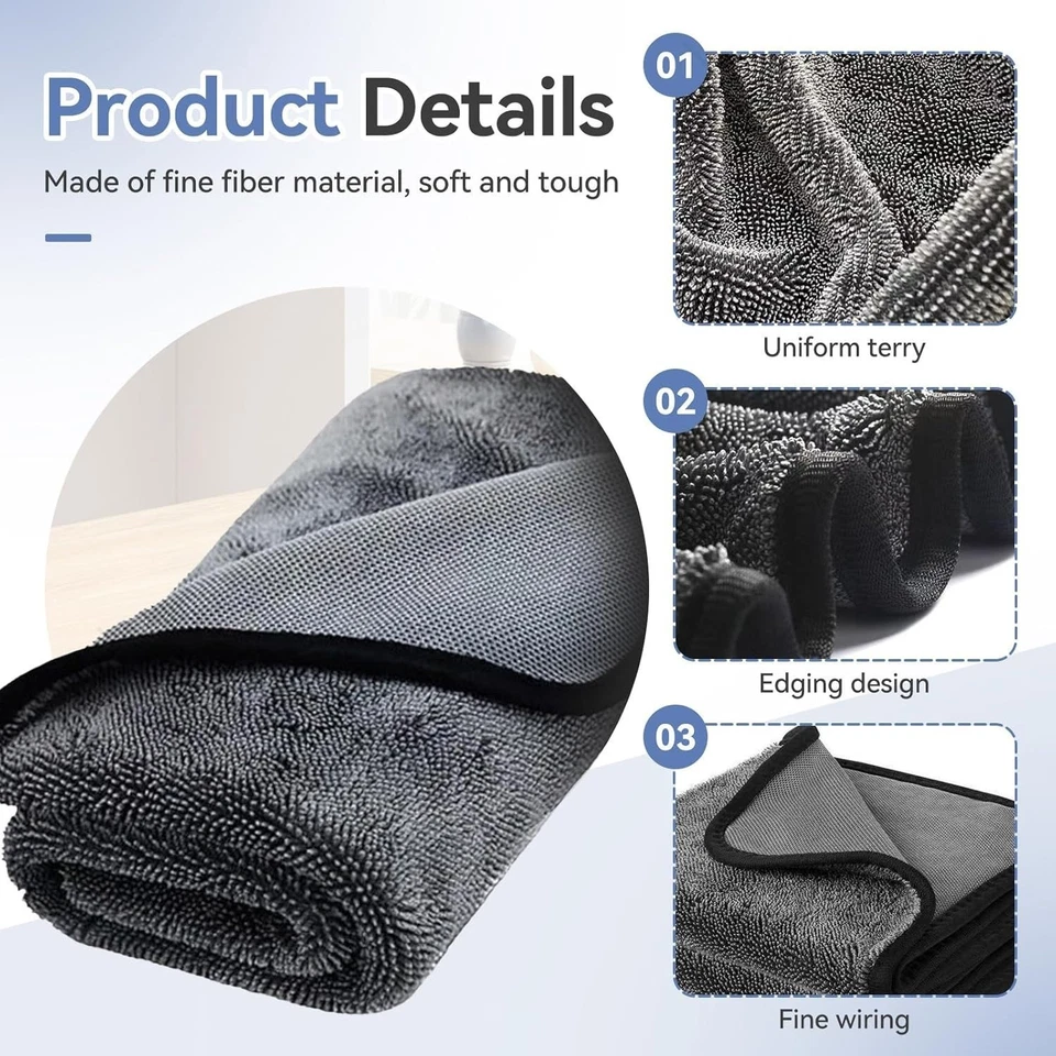 Paños de limpieza de ducha brillantes - 1 pieza súper absorbente 15,7 x 23,6 pulgadas, gris / . Foto 2 de 4