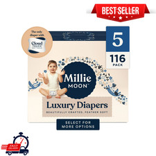 2 Pack Millie Moon Luxury Diapers Size 5, 58 Count, Ultra Soft, Ultra Absorbent