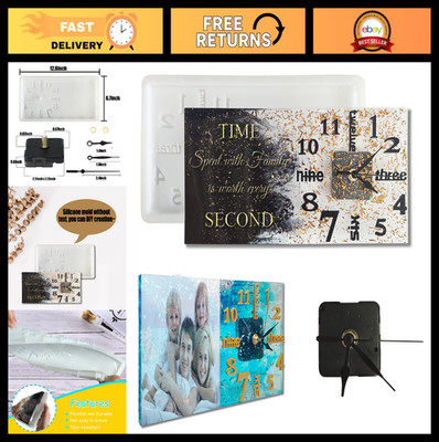 Large DIY Clock Resin Molds - 3D Arabic & English Numbers, Silicone Casting Kit,