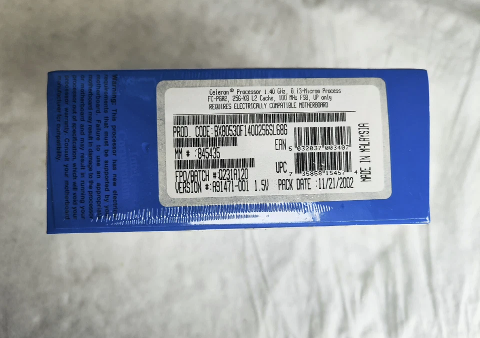 Intel Tulatin Celeron 1.4GHz 256K brand new in box unopened. Rare condition. - Image 2 of 4