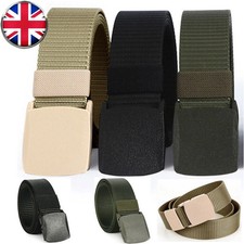 Unisex Mens Womens Trousers Fabric Woven Black Buckle Belt Army Work Belt