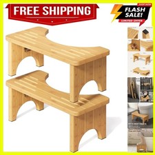 Osivaes 2 Pack Toilet Poop Stool Adult, Wood Squat Potty Stool for Adults, Fo...