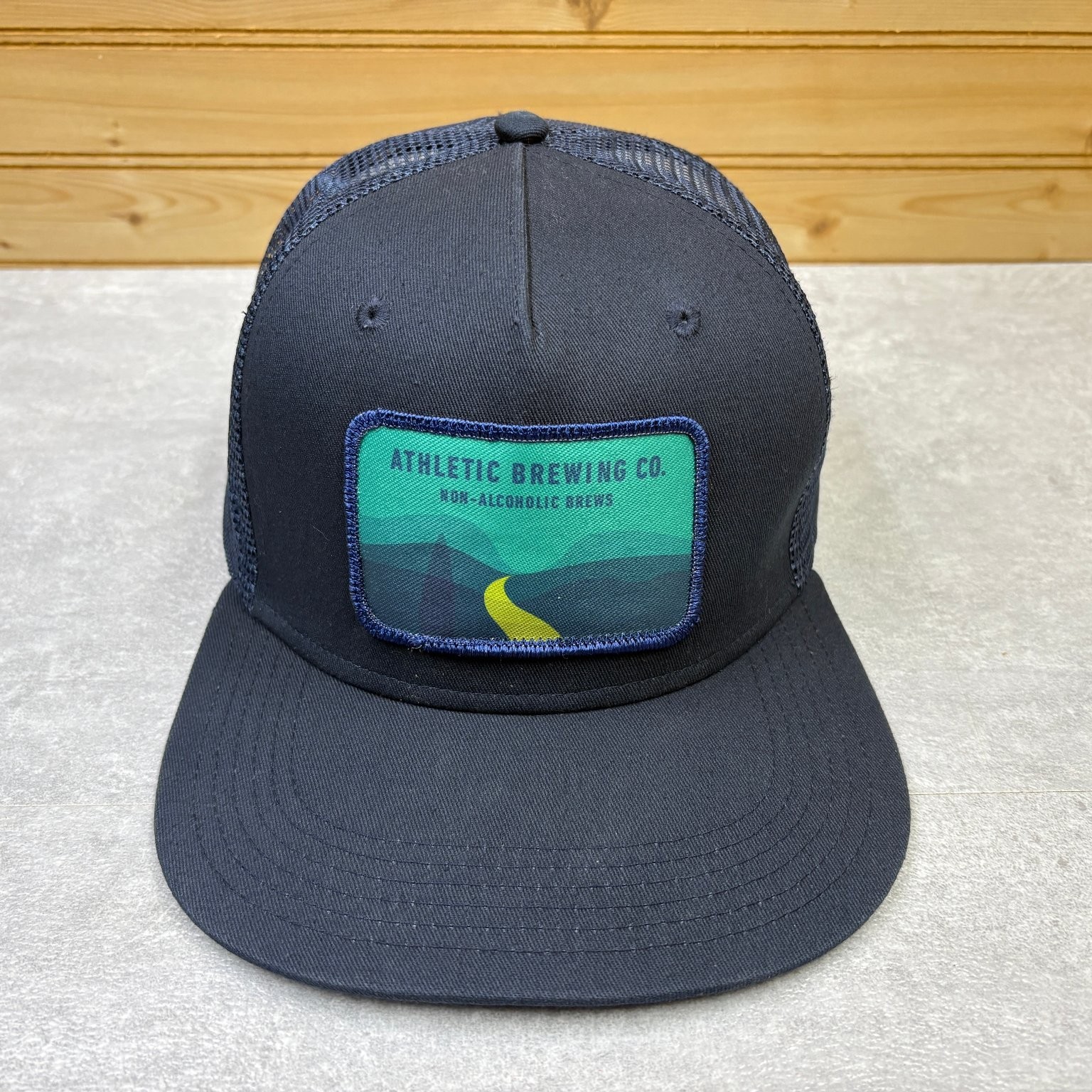 Men's Adjustable Navy Blue Mesh Flat Brim