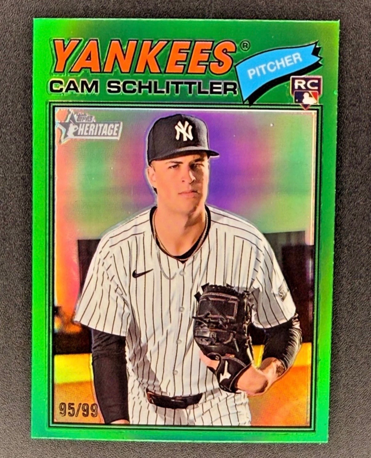 CAM SCHLITTLER 2026 TOPPS CHROME HERITAGE #222 GREEN REFRACTOR ROOKIE RC 95/99