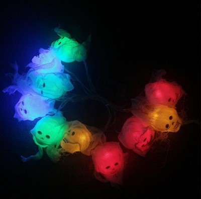8.2' Light String Colorful Skulls Halloween Decorations LED New