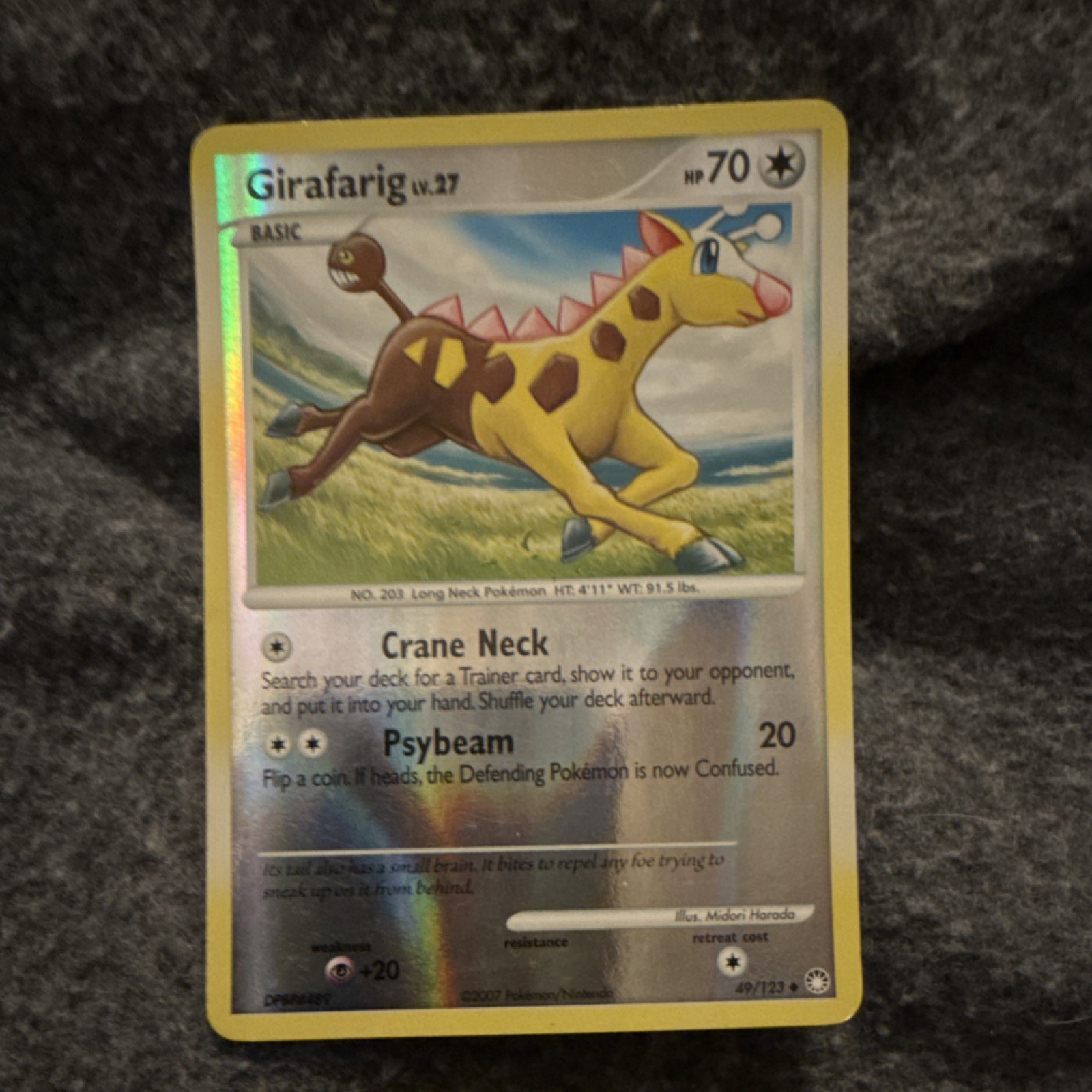 Pokémon Girafarig 049/123 2007 Basic Holo 70 HP English TCG Card