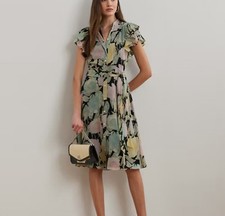 RALPH LAUREN FLORAL BELTED GEORGETTE SIZE 0 DRESS MSRP $185