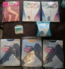 Vintage Pantyhose Lot - NOS, 8 Pairs Vibrant Colors Yellow, Green, Blue, Etc