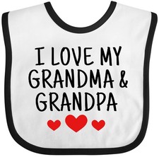 Inktastic I Love My Grandma And Grandpa Baby Bib Grandmother Grandfather Heart