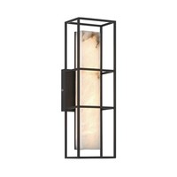 Led Wandleuchte Badezimmer H: 40.6 Cm Stahl Alabaster Schwarz Weiß IP44 Lampe
