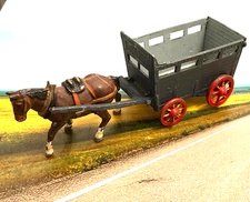 rare 1930s cast lead JOHILLCO England LIVESTOCK CART 7 inch with BRITAINS Horse