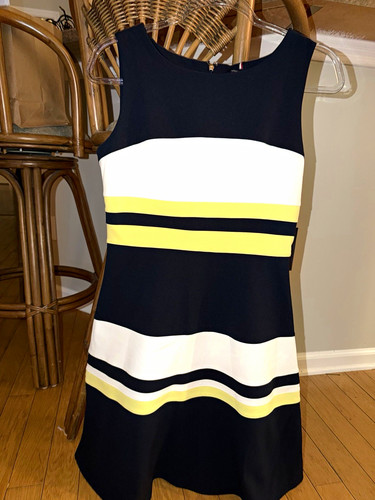 Tommy Hilfiger, Tommy Hilfiger Striped Sheath Dress Sleeveless Knit Stretch Zip Size 8