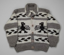vintage COWICHAN handmade VIRGIN WOOL eagle sweater 40 chunky C.WEST kanata M