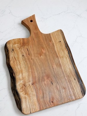 Handmade Wooden Cutting Board Striped, Handcrafted Live Edge Cherry Wood