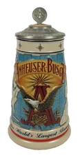 Budweiser 1996 Membership Stein “World’s Largest Brewer” + Charter Pin CB5