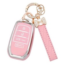 for Toyota Key Fob Cover - Soft TPU Key Shells Protector for 4 Buttons Pink