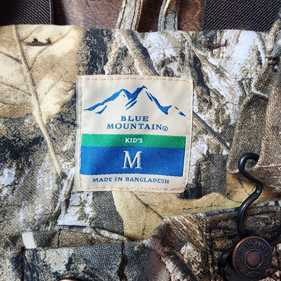Hunting Bib Kids Medium Camo Overalls Outdoors New Blue Mountain Realtree Woods - Image 3 of 4