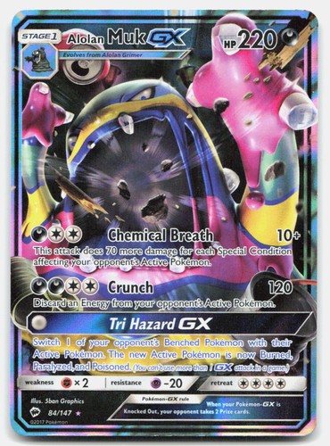 Burning Shadows Alolan Muk GX 84/147 Lightly Played Holo Pokemon UR Tcg Card