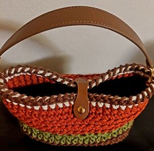 Borsa Borsetta Da Donna Ragazza 28x18x10cm  All'uncinetto In Cotone Multicolore 