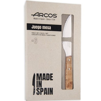 Arcos FOREST Steakmesser-Set 6-tlg., Holzgriff hell, 220 mm