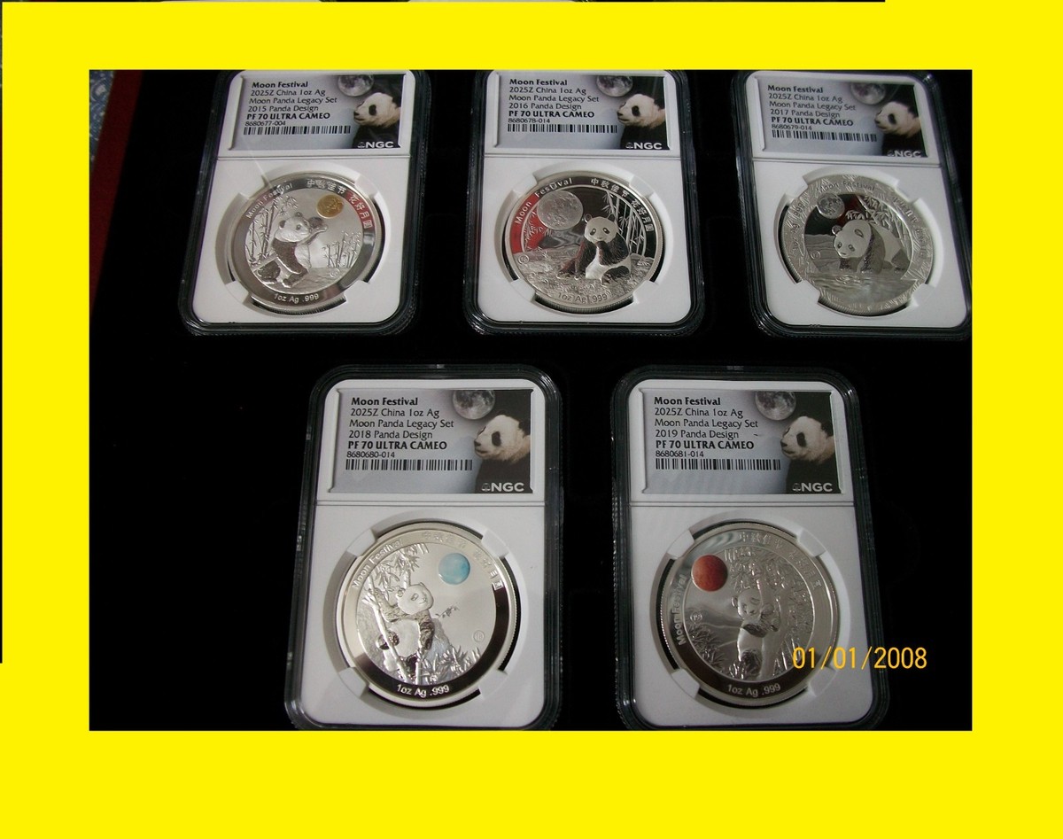 オーストラリアン MENSA 新品5点セット 2025z Silver Panda Moon Festival 5x2 oz Legacy Set NGC PF 70 UC
