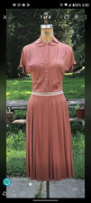 Vintage very late 40s sportswear day wear dress from Sacony  nylon knit as is