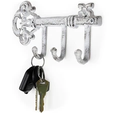 Wall Mounted Rustic Key Holder (Vintage Cast Iron) Rustic White