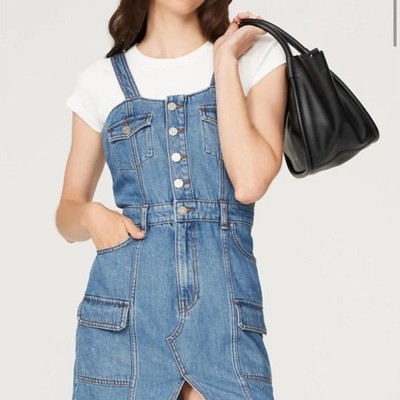 hudson denim dress Hudson Strapless Seamed Midi Dress