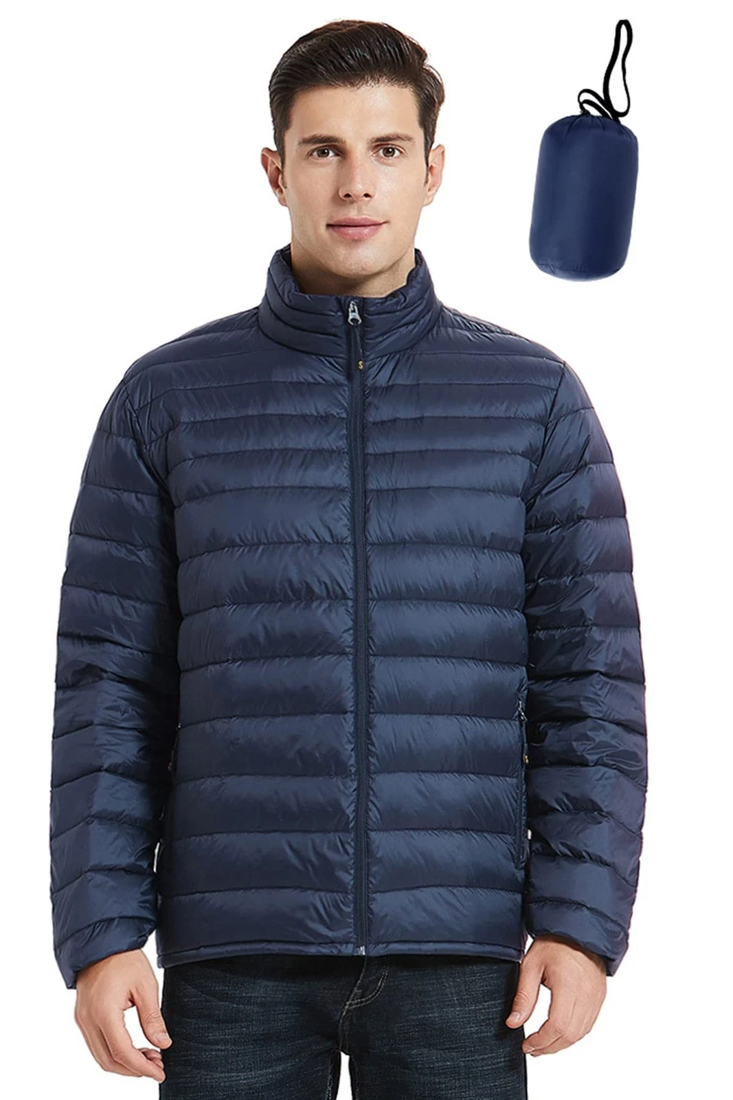 Men Lightweight Down Puffer Jakcet, Packable Winter Puffy Down Jacket with 2 ...