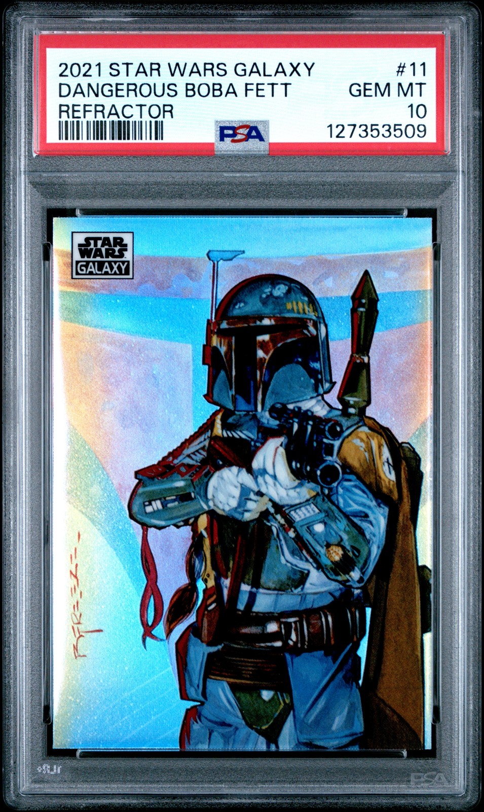 2021 TOPPS CHROME STAR WARS GALAXY REFRACTOR #11 A DANGEROUS BOBA FETT PSA 10