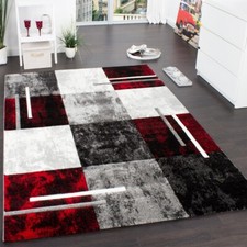 Tappeto Di Design Moderno Orlo A Quadri Effetto Marmo Rosso Grigio Crema Nero